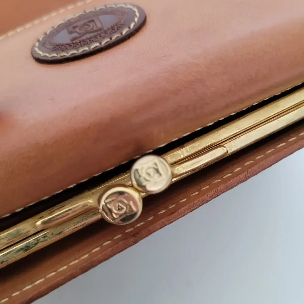Angiolo‎ Del Gabbo Vintage Brown Paisley Medium Leather Wallet Italian Kisslock